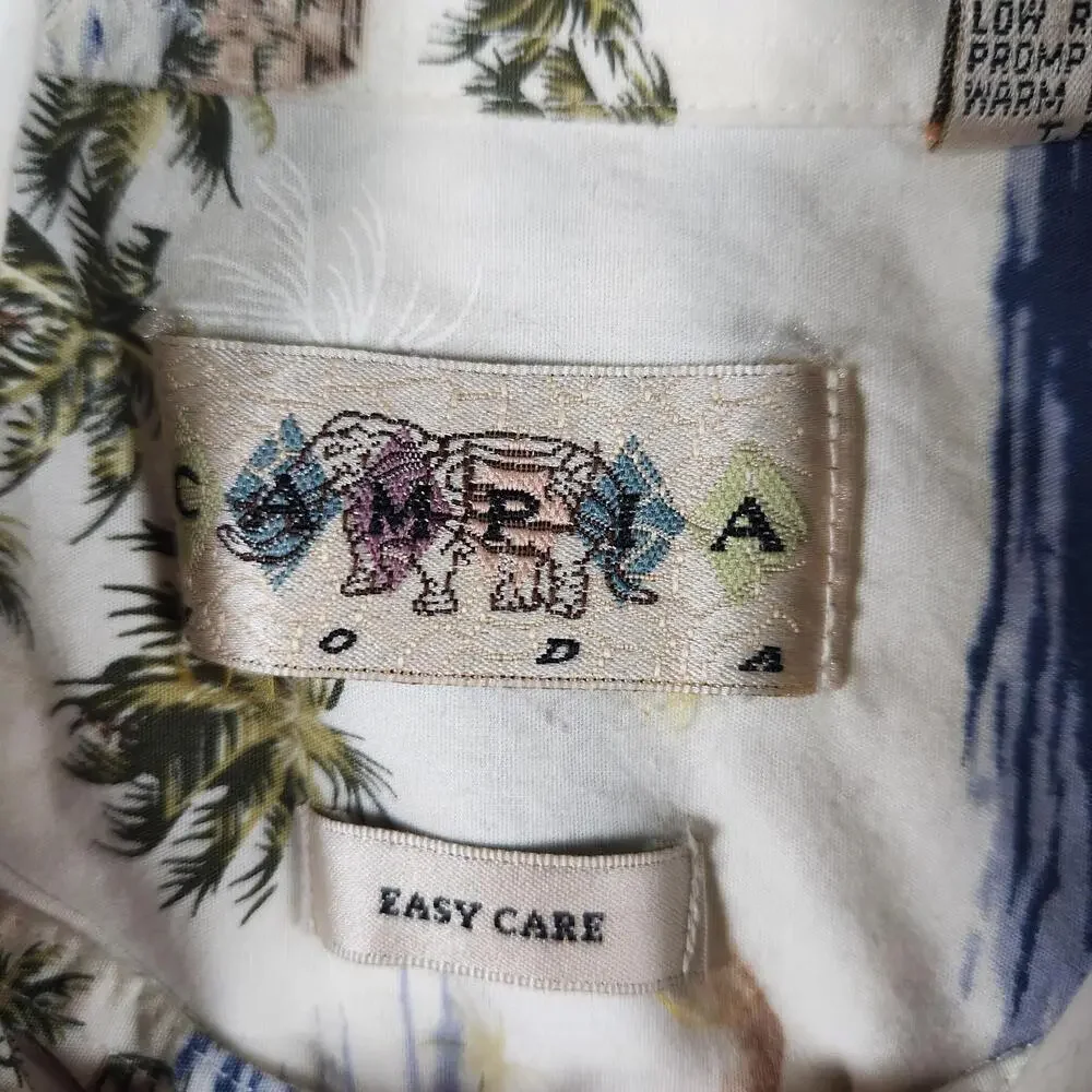 Campia Moda Hawaiian Shirt Size‎ Large Tropical Palm Cotton Casual